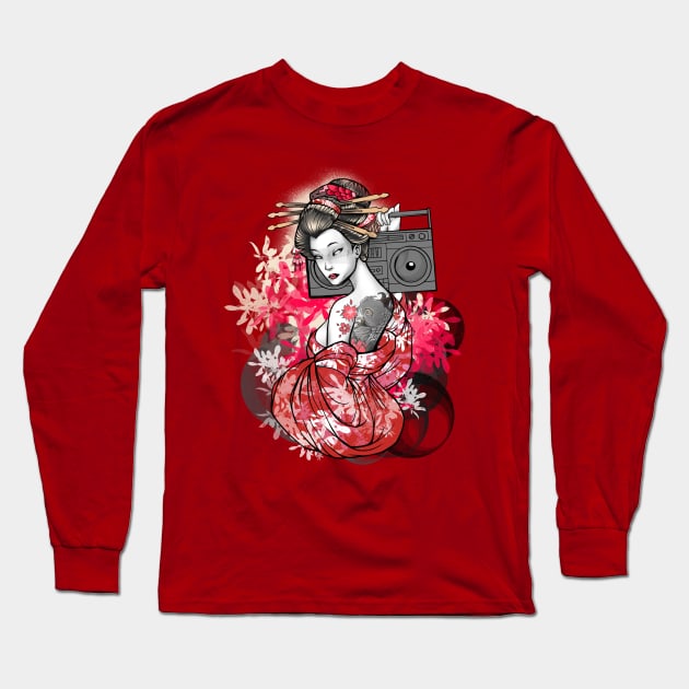 GEISHA BOOMBOX BLOOM Long Sleeve T-Shirt by Basic Lee